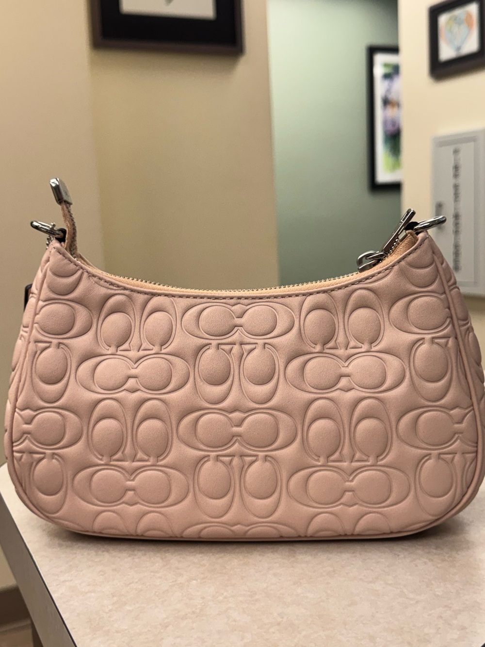 NWT - Coach - Teri Shoulder Bag - Blush - Signature Embossed Leather - Picture 3 of 8